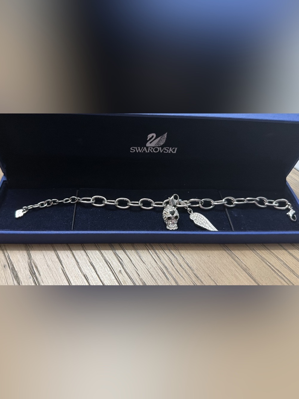 Swarovski Silver Crystal Skull Charm Bracelet